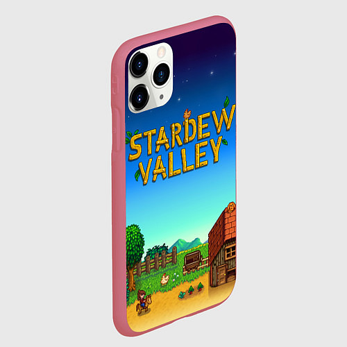 Чехол iPhone 11 Pro матовый Мой дом в Stardew Valley / 3D-Малиновый – фото 2
