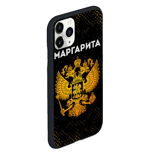 Чехол iPhone 11 Pro матовый Маргарита и зологой герб РФ / 3D-Черный – фото 2