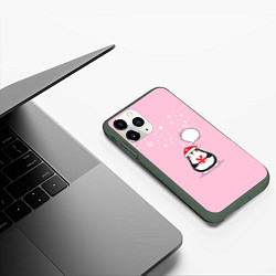 Чехол iPhone 11 Pro матовый New year pinguin, цвет: 3D-темно-зеленый — фото 2