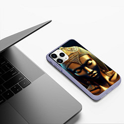 Чехол iPhone 11 Pro матовый Нейросеть - золотая статуя египетской царицы, цвет: 3D-светло-сиреневый — фото 2
