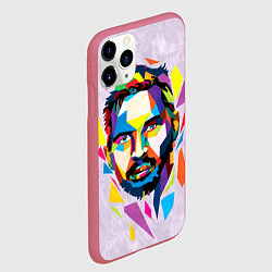 Чехол iPhone 11 Pro матовый Портрет Тома Харди в геометрическом стиле, цвет: 3D-малиновый — фото 2