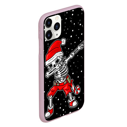 Чехол iPhone 11 Pro матовый Dab новогодний скелет / 3D-Розовый – фото 2