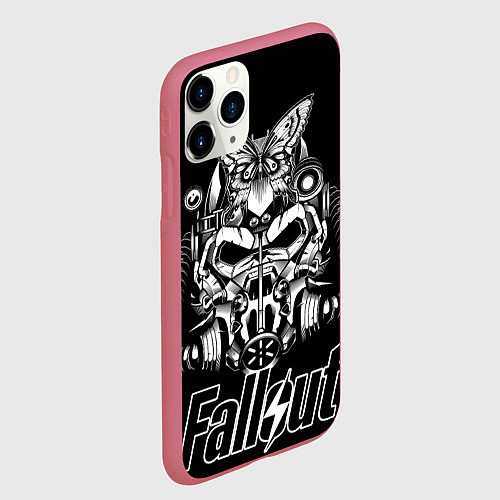 Чехол iPhone 11 Pro матовый Fallout helmet / 3D-Малиновый – фото 2