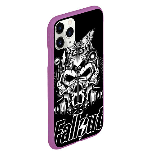Чехол iPhone 11 Pro матовый Fallout helmet / 3D-Фиолетовый – фото 2