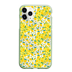 Чехол iPhone 11 Pro матовый Желтые лимоны паттерн, цвет: 3D-салатовый
