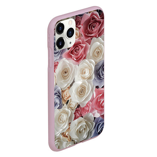 Чехол iPhone 11 Pro матовый Цветы роз / 3D-Розовый – фото 2