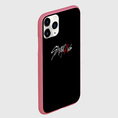 Чехол iPhone 11 Pro матовый Stray Kids white logo / 3D-Малиновый – фото 2