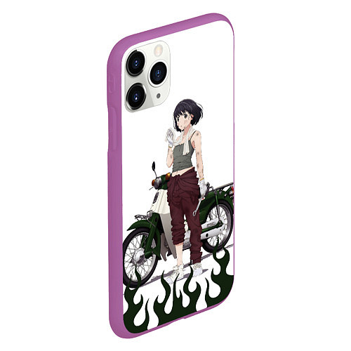 Чехол iPhone 11 Pro матовый Когума и её Honda Super Cub - Супер Каб / 3D-Фиолетовый – фото 2