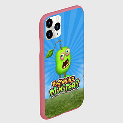 Чехол iPhone 11 Pro матовый My Singin Monsters - Зерномех, цвет: 3D-малиновый — фото 2