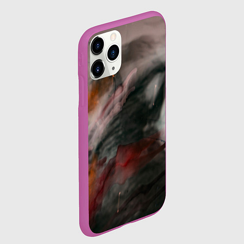 Чехол iPhone 11 Pro матовый Темнота, тени и краски / 3D-Фиолетовый – фото 2