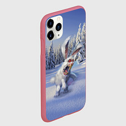 Чехол iPhone 11 Pro матовый Свирепый новогодний зайчара, цвет: 3D-малиновый — фото 2