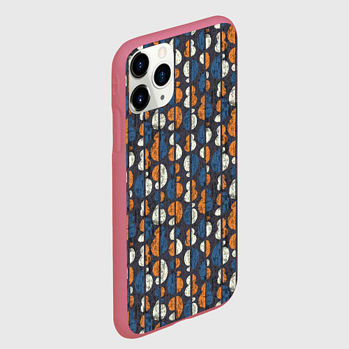 Чехол iPhone 11 Pro матовый Цифры с полоской гранж / 3D-Малиновый – фото 2