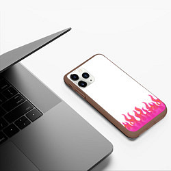 Чехол iPhone 11 Pro матовый Розовые языки огня, цвет: 3D-коричневый — фото 2