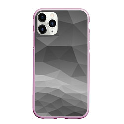 Чехол iPhone 11 Pro матовый Серый геометрический объёмный паттерн, цвет: 3D-розовый