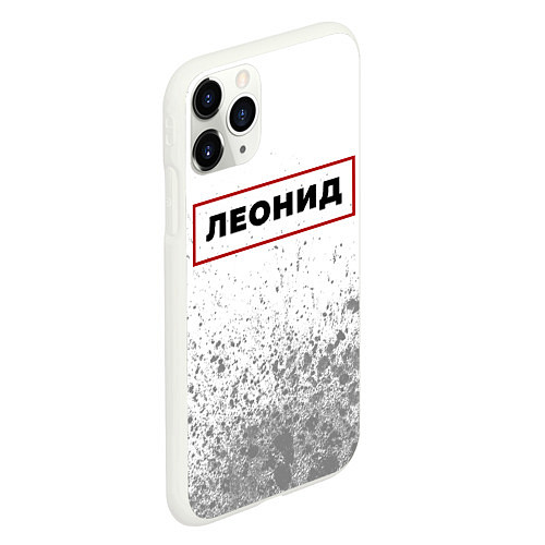 Чехол iPhone 11 Pro матовый Леонид - в красной рамке на светлом / 3D-Белый – фото 2