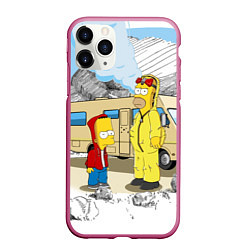 Чехол iPhone 11 Pro матовый Барт Симпсон и его папаша, цвет: 3D-малиновый