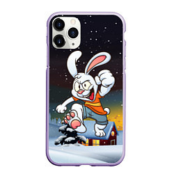 Чехол iPhone 11 Pro матовый Счастливый заяц 2023, цвет: 3D-светло-сиреневый
