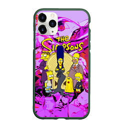 Чехол iPhone 11 Pro матовый The flighty Simpsons family, цвет: 3D-темно-зеленый