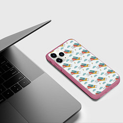 Чехол iPhone 11 Pro матовый Супер-заяц, цвет: 3D-малиновый — фото 2