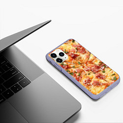 Чехол iPhone 11 Pro матовый Вкусная пицца, цвет: 3D-светло-сиреневый — фото 2