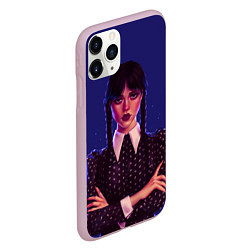 Чехол iPhone 11 Pro матовый Уэнсдей сложила руки, цвет: 3D-розовый — фото 2
