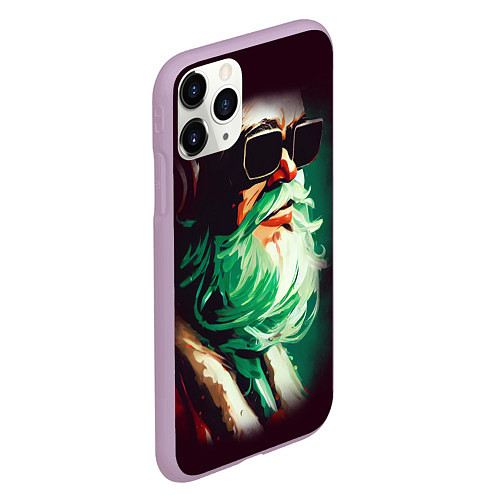 Чехол iPhone 11 Pro матовый DJ Santa / 3D-Сиреневый – фото 2