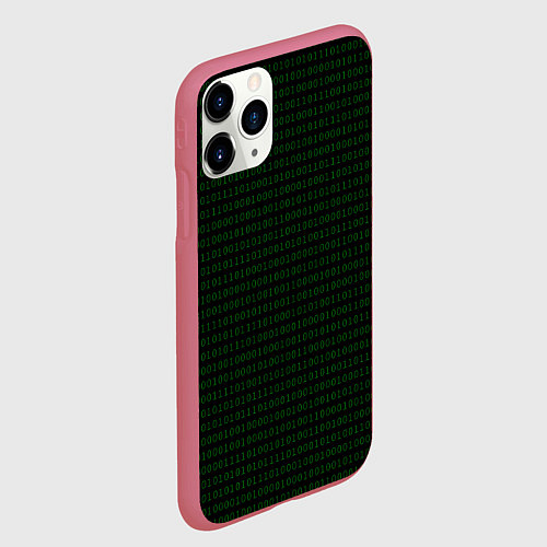 Чехол iPhone 11 Pro матовый Однотонный двоичный код / 3D-Малиновый – фото 2
