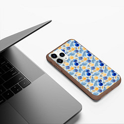Чехол iPhone 11 Pro матовый Шарики новогодние ёлочные, синие, цвет: 3D-коричневый — фото 2