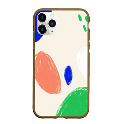 Чехол iPhone 11 Pro матовый Разноцветные пятна, цвет: 3D-коричневый