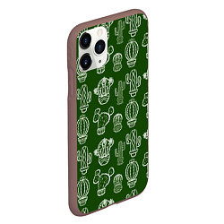 Чехол iPhone 11 Pro матовый Кактусовый паттерн, цвет: 3D-коричневый — фото 2
