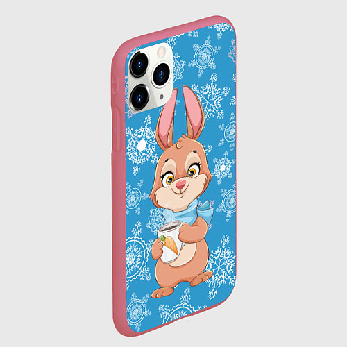 Чехол iPhone 11 Pro матовый Морковный кофе / 3D-Малиновый – фото 2