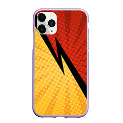 Чехол iPhone 11 Pro матовый Желтая красная молния, цвет: 3D-светло-сиреневый
