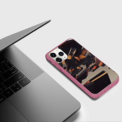 Чехол iPhone 11 Pro матовый Абстрактное множество стеклянных объектов, цвет: 3D-малиновый — фото 2
