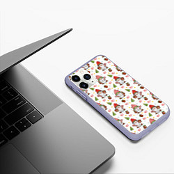 Чехол iPhone 11 Pro матовый Рождественские гномы с подарками, цвет: 3D-светло-сиреневый — фото 2