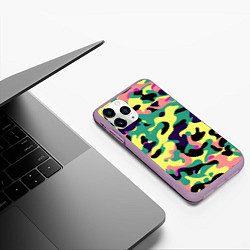 Чехол iPhone 11 Pro матовый Неоновый камуфляж, цвет: 3D-сиреневый — фото 2