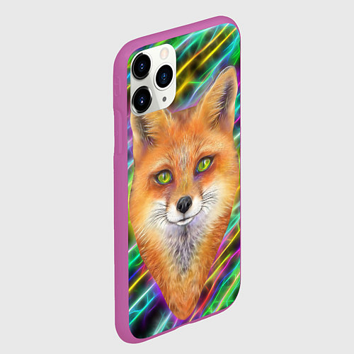 Чехол iPhone 11 Pro матовый Лис космос / 3D-Фиолетовый – фото 2