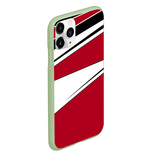 Чехол iPhone 11 Pro матовый Красно черная геометрия на белом / 3D-Салатовый – фото 2