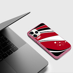 Чехол iPhone 11 Pro матовый Красно черная абстракция на белом спорт, цвет: 3D-малиновый — фото 2