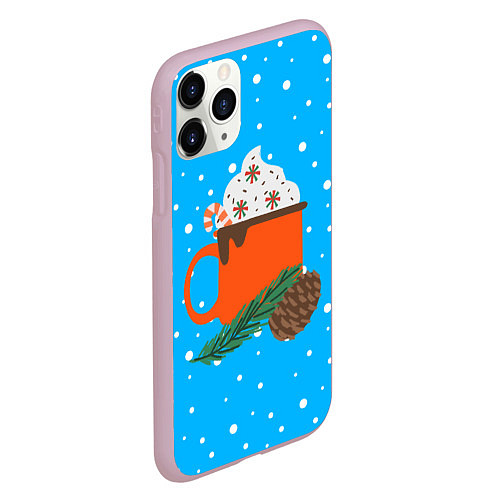 Чехол iPhone 11 Pro матовый Кружечка какао с маршмеллоу / 3D-Розовый – фото 2