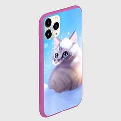 Чехол iPhone 11 Pro матовый Заснеженный котик, цвет: 3D-фиолетовый — фото 2