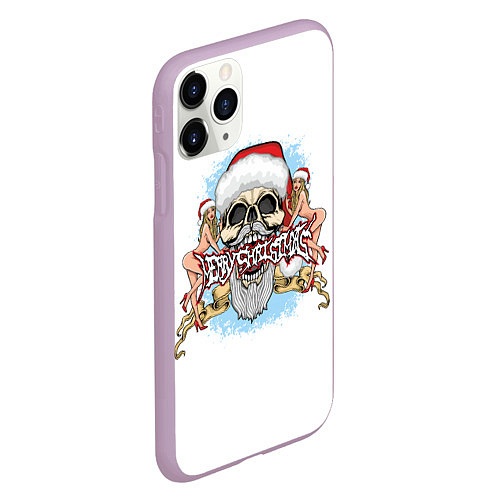 Чехол iPhone 11 Pro матовый Merry Christmas Санта Хипстер / 3D-Сиреневый – фото 2