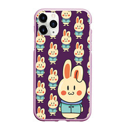 Чехол iPhone 11 Pro матовый Зайцы в куртках, цвет: 3D-розовый