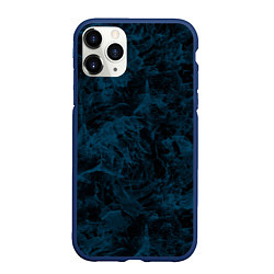 Чехол iPhone 11 Pro матовый Синий и черный мраморный узор, цвет: 3D-тёмно-синий