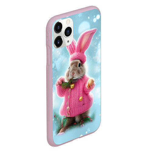Чехол iPhone 11 Pro матовый Зайка в розовом / 3D-Розовый – фото 2