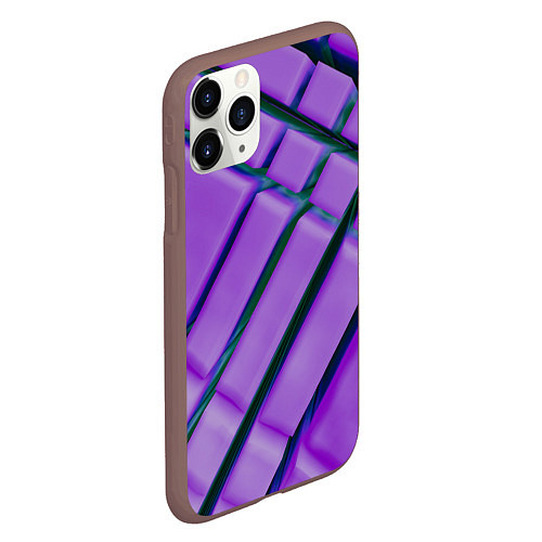 Чехол iPhone 11 Pro матовый Фиолетовый фон и тёмные линии / 3D-Коричневый – фото 2