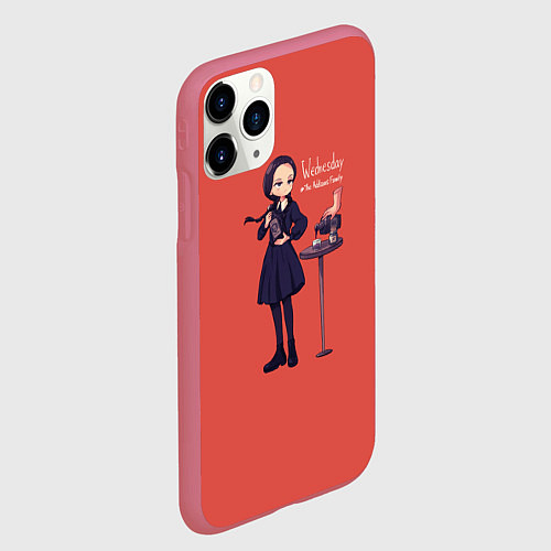 Чехол iPhone 11 Pro матовый Уэнсдей Аддамс / 3D-Малиновый – фото 2