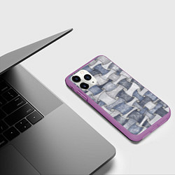 Чехол iPhone 11 Pro матовый Джинсовый паттерн, цвет: 3D-фиолетовый — фото 2