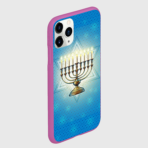 Чехол iPhone 11 Pro матовый Ханука праздник света / 3D-Фиолетовый – фото 2