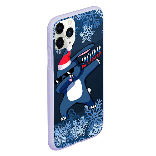 Чехол iPhone 11 Pro матовый Чёрный водяной дэб кролик 2023 / 3D-Светло-сиреневый – фото 2