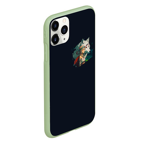 Чехол iPhone 11 Pro матовый Повелительница зверей и дочь волчицы / 3D-Салатовый – фото 2